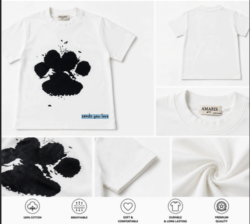 White Paw Print Tee